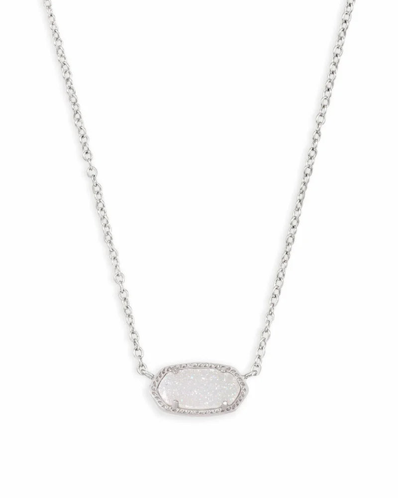 Elisa Short Pendant in Rhodium Iridescent Drusy by Kendra Scott-Lemons and Limes Boutique