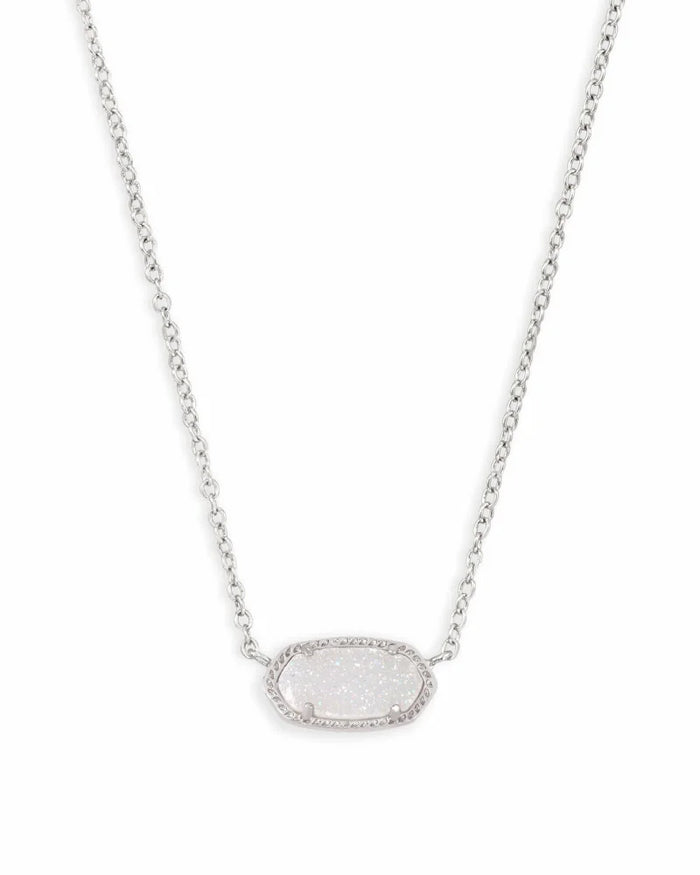 Elisa Short Pendant in Rhodium Iridescent Drusy by Kendra Scott-Lemons and Limes Boutique