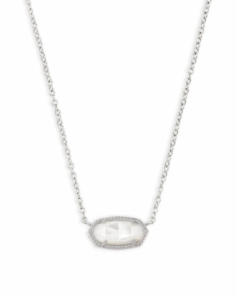 Elisa Short Pendant in Rhodium Ivory Mother of Pearl by Kendra Scott-NECKLACES-Lemons and Limes Boutique