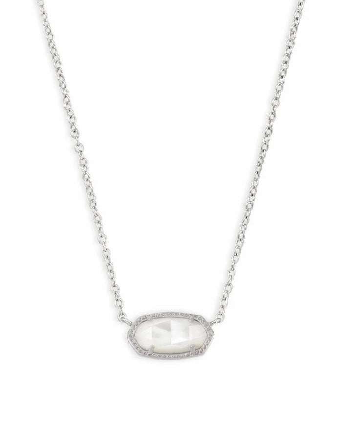 Elisa Short Pendant in Rhodium Ivory Mother of Pearl by Kendra Scott-NECKLACES-Lemons and Limes Boutique