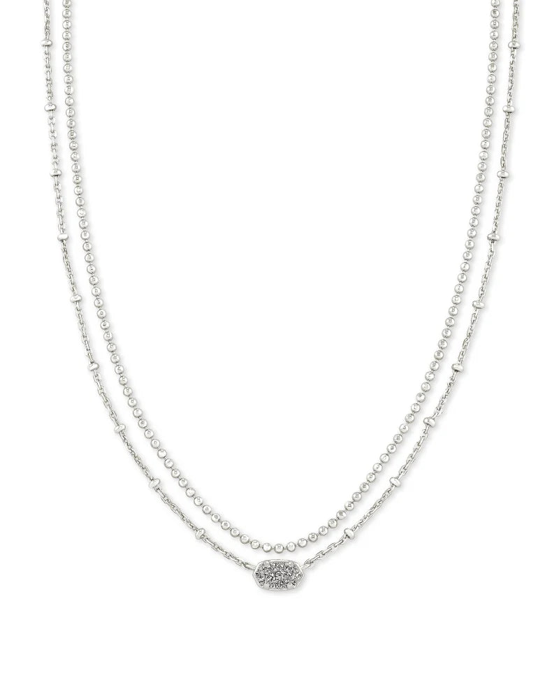 Emilie Multi Strand Necklace Rhodium Platinum Drusy by Kendra Scott-NECKLACES-Lemons and Limes Boutique