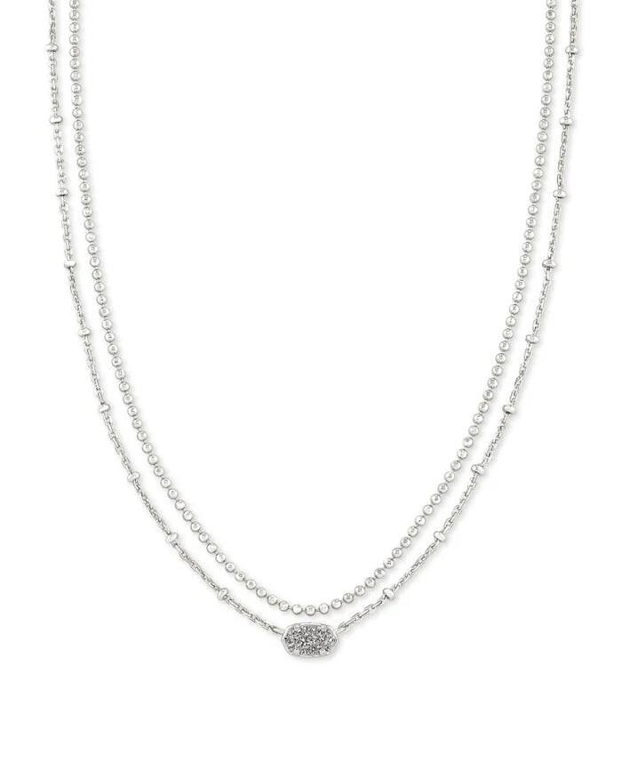 Emilie Multi Strand Necklace Rhodium Platinum Drusy by Kendra Scott-NECKLACES-Lemons and Limes Boutique