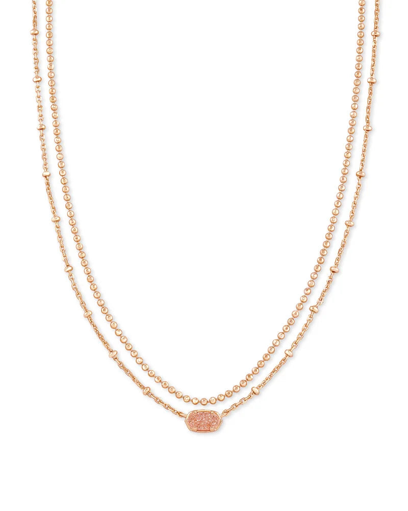 Emilie Multi Strand Necklace Rose Gold Sand Drusy by Kendra Scott-NECKLACES-Lemons and Limes Boutique