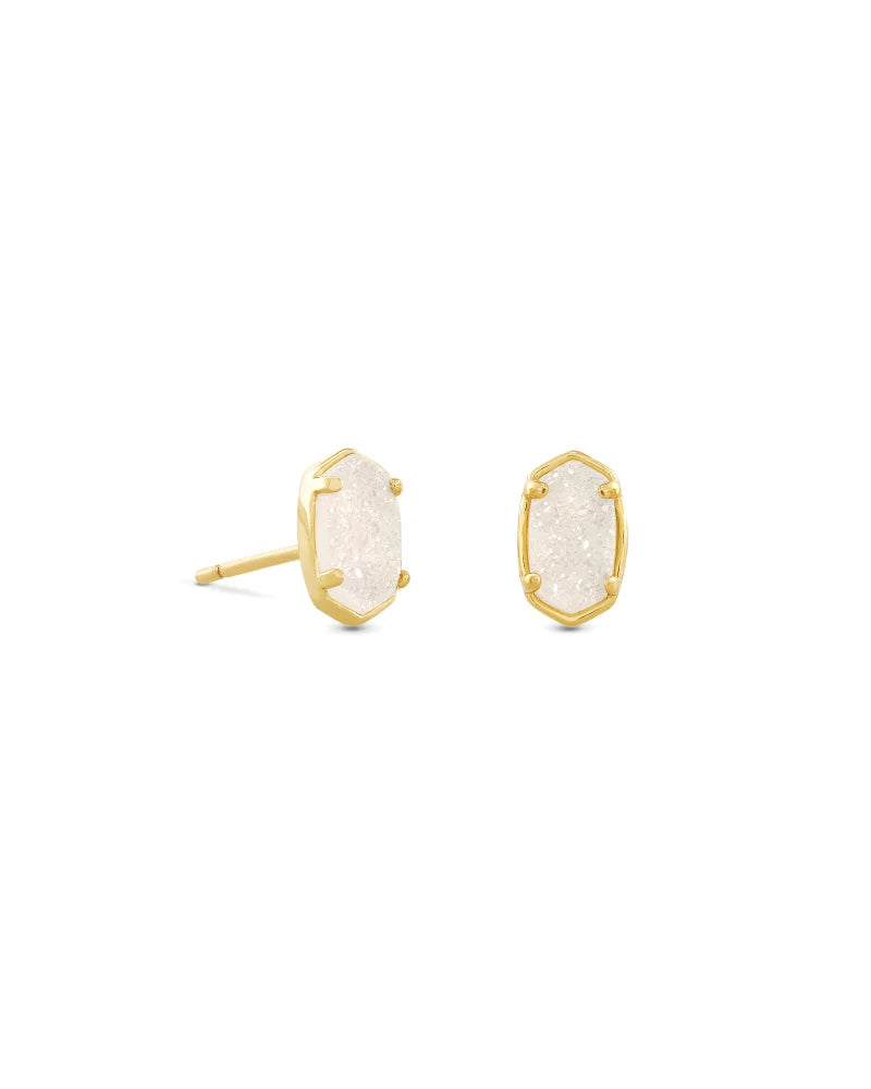 Emilie Stud Earrings in Gold Iridescent Drusy by Kendra Scott-EARRINGS-Lemons and Limes Boutique