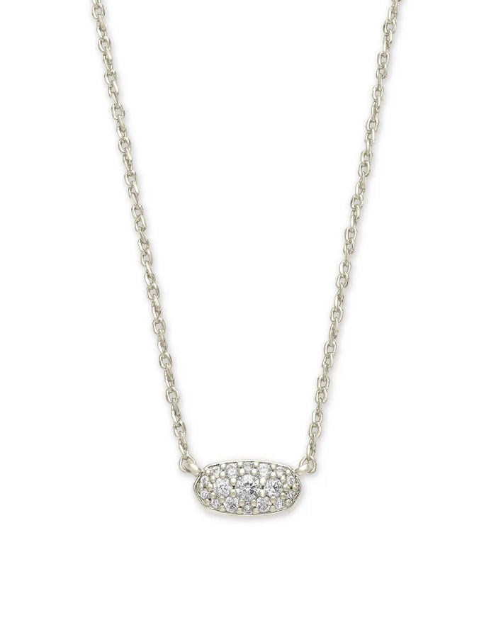 Grayson Crystal Pendant Rhodium Metal White CZ by Kendra Scott-NECKLACES-Lemons and Limes Boutique