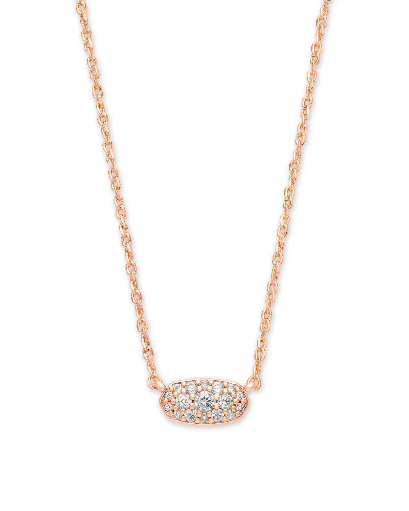 Grayson Crystal Pendant Rose Gold Metal White CZ by Kendra Scott-NECKLACES-Lemons and Limes Boutique