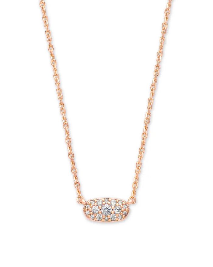 Grayson Crystal Pendant Rose Gold Metal White CZ by Kendra Scott-NECKLACES-Lemons and Limes Boutique