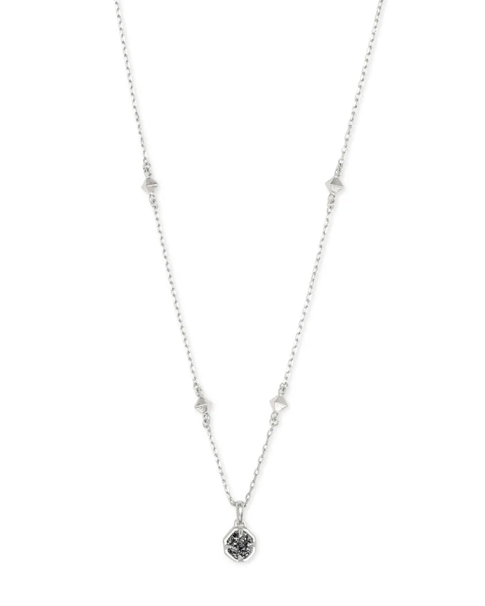 Nola Short Pendant in Rhodium Platinum Drusy by Kendra Scott-NECKLACES-Lemons and Limes Boutique