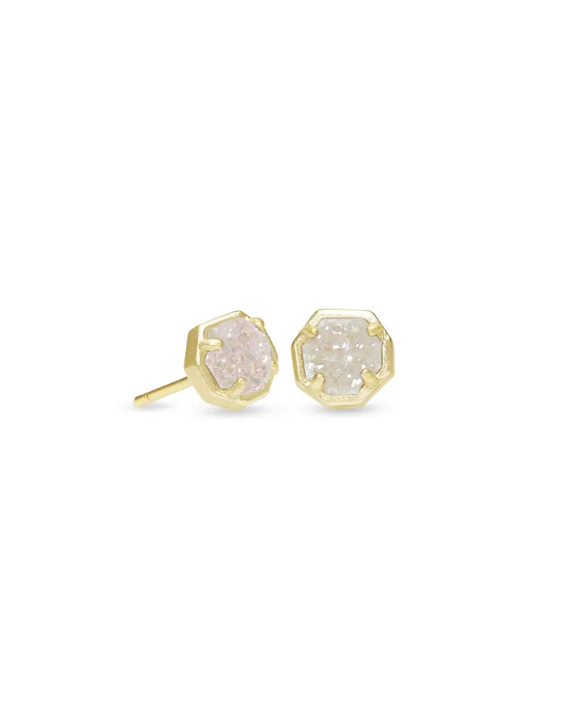 Nola Stud Earrings in Gold Iridescent Drusy by Kendra Scott-EARRINGS-Lemons and Limes Boutique
