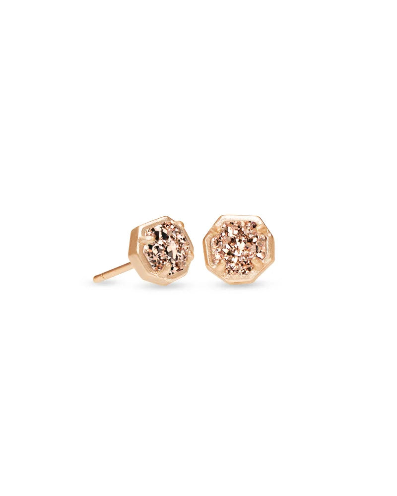 Nola Stud Earrings in Rose Gold Drusy by Kendra Scott-EARRINGS-Lemons and Limes Boutique