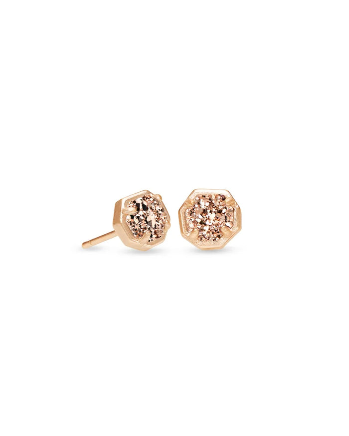 Nola Stud Earrings in Rose Gold Drusy by Kendra Scott-EARRINGS-Lemons and Limes Boutique