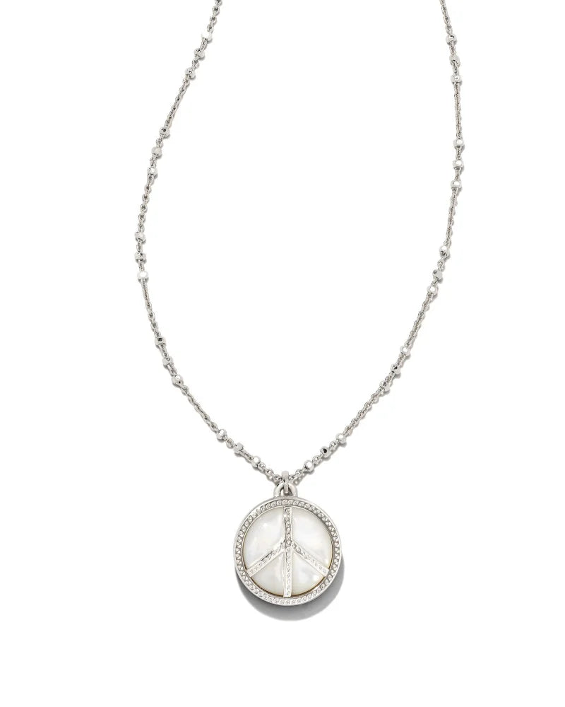 Peace Pendant Necklace in Rhodium Ivory Mother of Pearl by Kendra Scott-Lemons and Limes Boutique