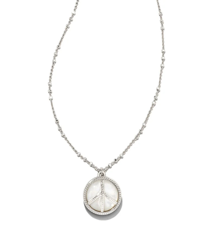 Peace Pendant Necklace in Rhodium Ivory Mother of Pearl by Kendra Scott-Lemons and Limes Boutique