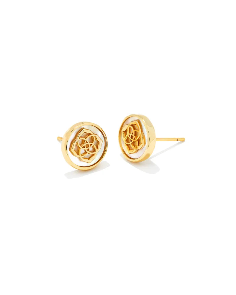 Stamped Dira Stud Earrings Gold Ivory Mother of Pearl by Kendra Scott-EARRINGS-Lemons and Limes Boutique