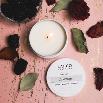 Champagne Penthouse 4oz Travel Candle by Lafco NY--Lemons and Limes Boutique