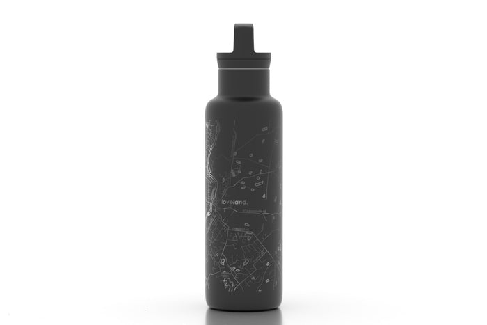 Loveland Map Insulated Hydration Tumbler - Black-20 oz. Bottle-Lemons and Limes Boutique