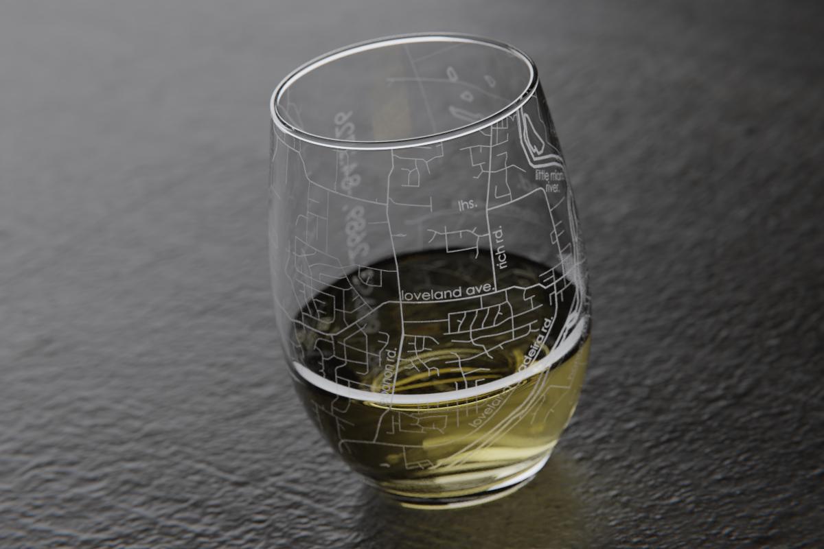 Loveland Map Stemless Wine Glass-Drinkware-Lemons and Limes Boutique