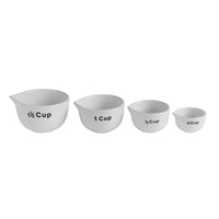 1-1/2, 1, 1/2 & 1/4 Cup Stoneware Measuring Cups, White, Set of 4-Decor-Lemons and Limes Boutique