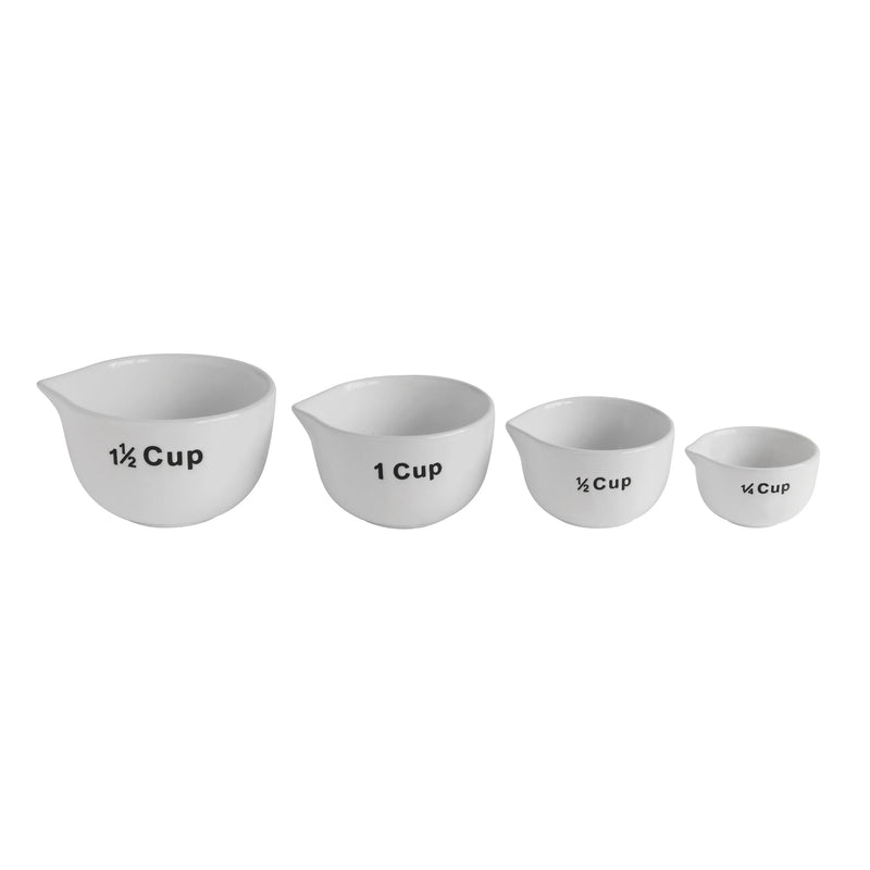 1-1/2, 1, 1/2 & 1/4 Cup Stoneware Measuring Cups, White, Set of 4-Decor-Lemons and Limes Boutique