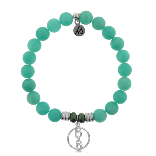 Peruvian Amazonite Stone Bracelet with Connection Sterling Silver Charm--Lemons and Limes Boutique