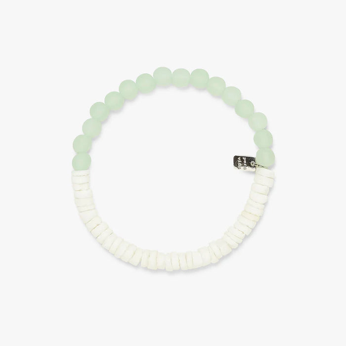 Puka Shell and Frosted Bead Bracelet in Mint Pura Vida--Lemons and Limes Boutique