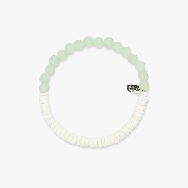Puka Shell and Frosted Bead Bracelet in Mint Pura Vida-Lemons and Limes Boutique