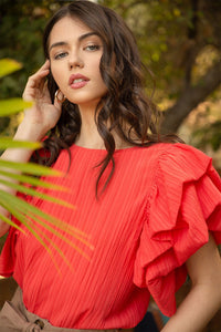 Skylar Layered Ruffle Sleeve Top-Apparel-Lemons and Limes Boutique