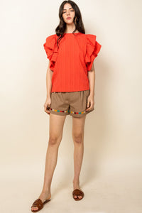 Skylar Layered Ruffle Sleeve Top-Apparel-Lemons and Limes Boutique