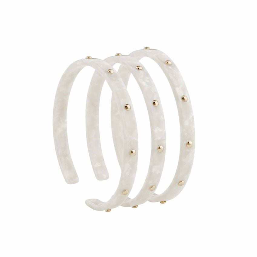Studded Cuff- White, Brown, Or Black-White-Lemons and Limes Boutique