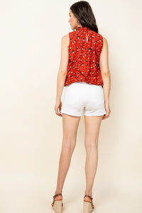 Scarlett Smocked Neck Sleeveless Top-Apparel-Lemons and Limes Boutique