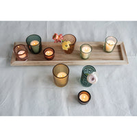 Embossed Glass Tealight/Votive Holders w/ Wood Tray, Multi Color-Decor-Lemons and Limes Boutique