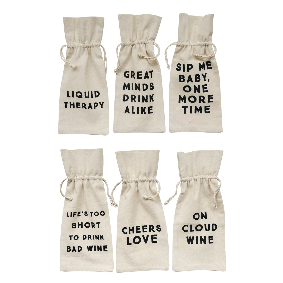 Cotton Wine Bag w/ Saying-Decor-Lemons and Limes Boutique