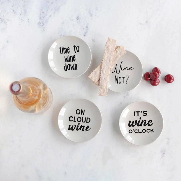 Stoneware Dish w/ Wine Saying-Decor-Lemons and Limes Boutique