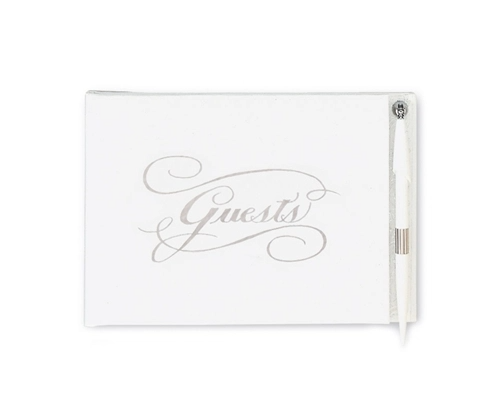 Silver Guest Book With Pen-Lemons and Limes Boutique