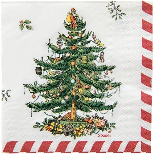 Spode Candy Cane Christmas Tree Guest/Dinner Napkin 16ct-Lemons and Limes Boutique